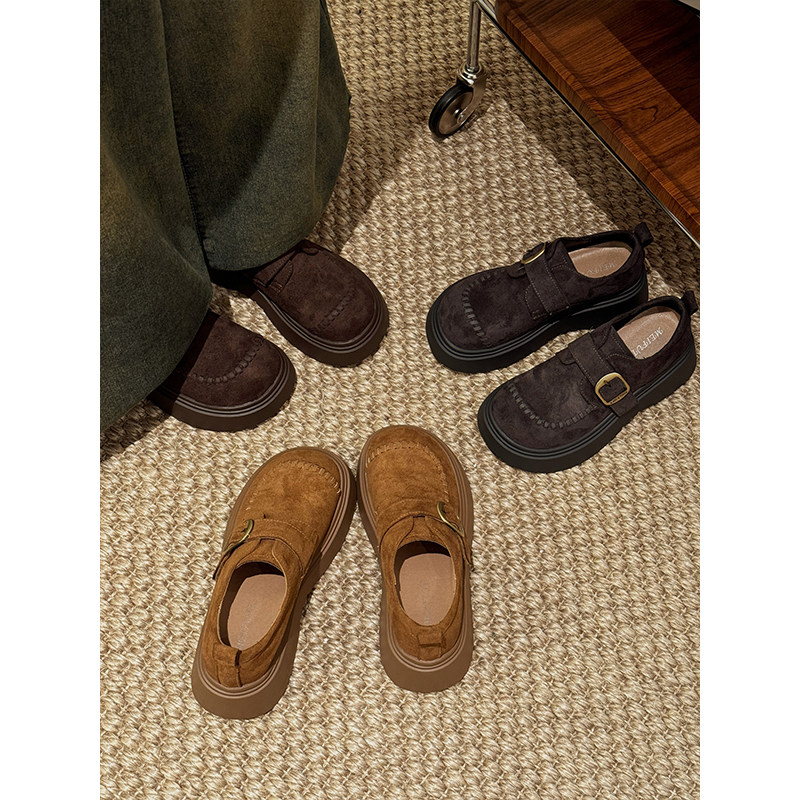 贾不假勃肯鞋女款2025新款秋季百搭增高小个子乐福鞋单鞋灰色咖色,淘宝优惠券,粉丝福利购,淘宝优惠卷