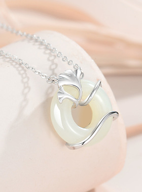 925纯银何其有幸和田玉平安扣项链女小众轻奢新款吊坠礼物送女友