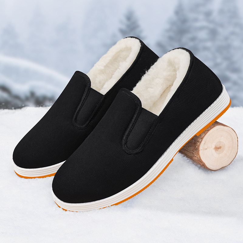 加绒一脚蹬防滑老头棉鞋2026冬季新款爸爸牛筋底保暖老北京布鞋男,淘宝优惠券,粉丝福利购,淘宝优惠卷
