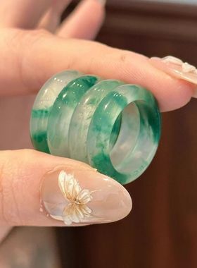 新中式绿色微镶锆石戒指女精致大气食指戒时尚高级国风指环