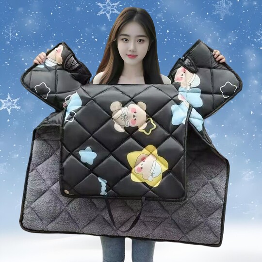 电动车挡风被冬季加绒加厚电瓶摩托车防水防风罩春秋四季通用冬款