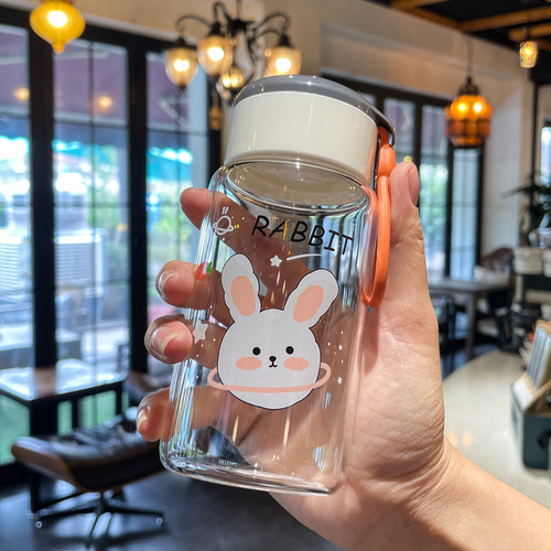 小巧便携玻璃水杯女士专用高颜值耐高温玻璃杯办公室泡茶杯子ins - 图1