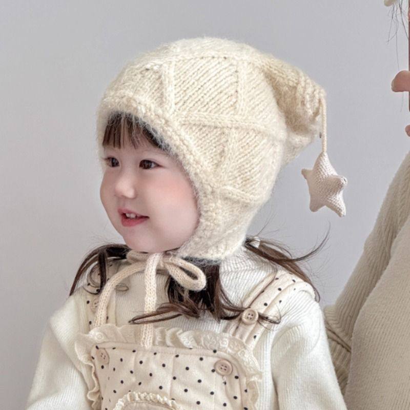 宝宝帽子冬天毛线帽男女童婴幼儿可爱星星加厚保暖针织护耳帽防风,淘宝优惠券,粉丝福利购,淘宝优惠卷