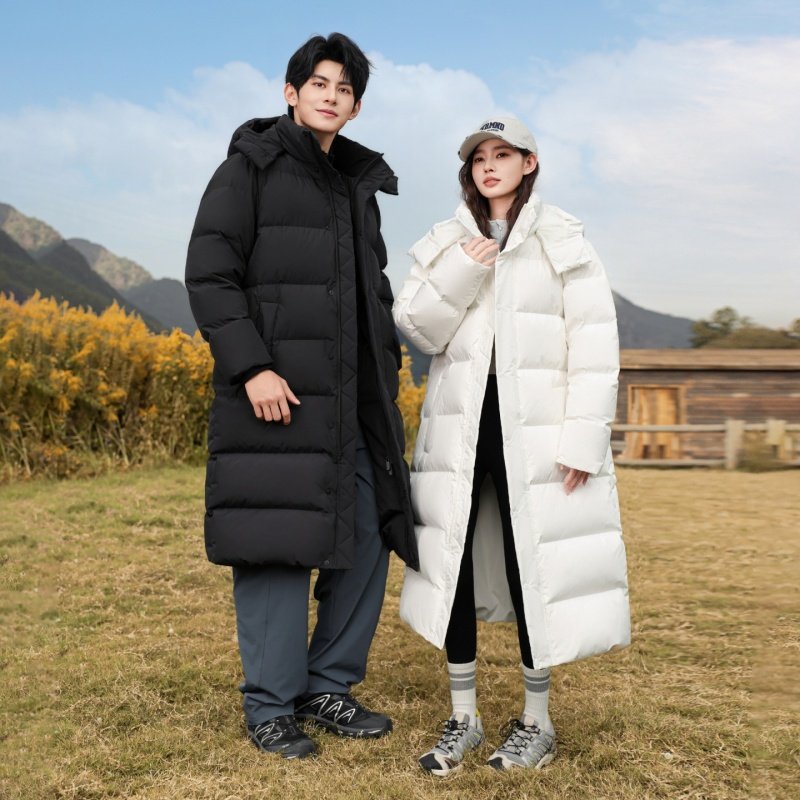 羽绒服OVJF2025新款男女中长款过膝保暖户外冬季连帽防寒防风外套,淘宝优惠券,粉丝福利购,淘宝优惠卷