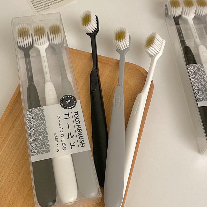 正品3支装~牙刷宽头细毛成人家用家庭装情侣旅行便携软毛清洁普通