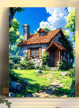 数字油画DIY丙烯手绘风景宫崎骏