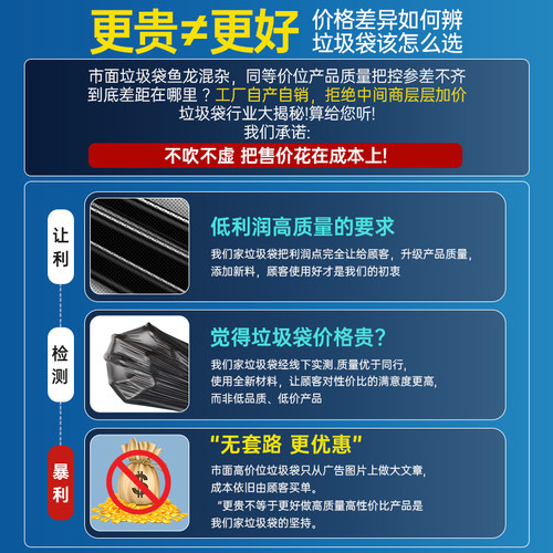 商用垃圾袋大号黑色加厚酒店物业环卫平口厨房塑料袋子特大超大桶 - 图0