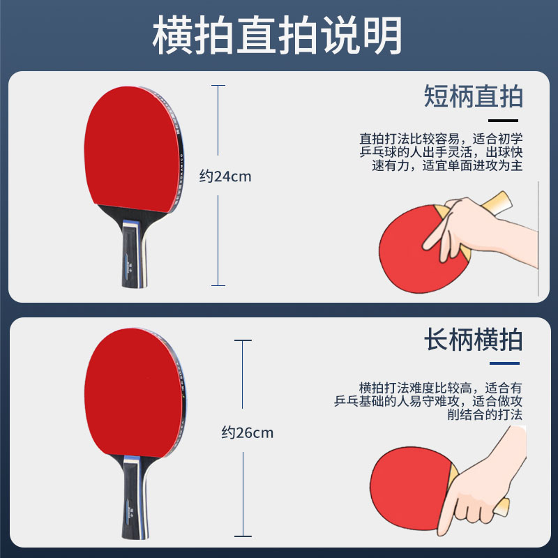 乒乓球拍官方正品高弹力兵乓球拍小学生专用成品拍套装五星长柄