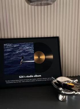 高级黑胶唱片摆件客厅现代创意装饰画玄关C挂画小众艺术卧室桌面