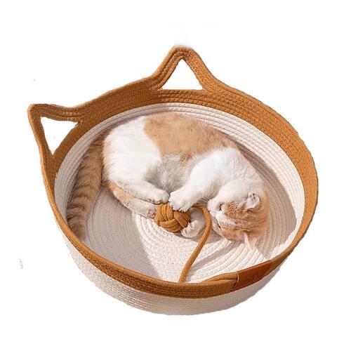 藤编猫窝四季通用夏天编织猫咪用品睡觉用垫子狗窝夏季宠物床猫猫 - 图3