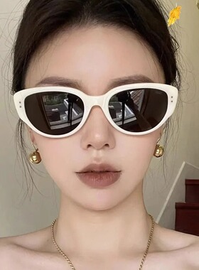 复古猫眼墨镜女防晒遮阳高级感2025新款椭圆时尚偏光黑色太阳眼镜