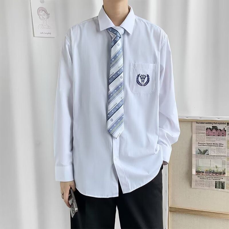 dk制服男全套衬衫男长袖领带日系学生休闲百搭jk衬衣套装班服夏季 - 图2