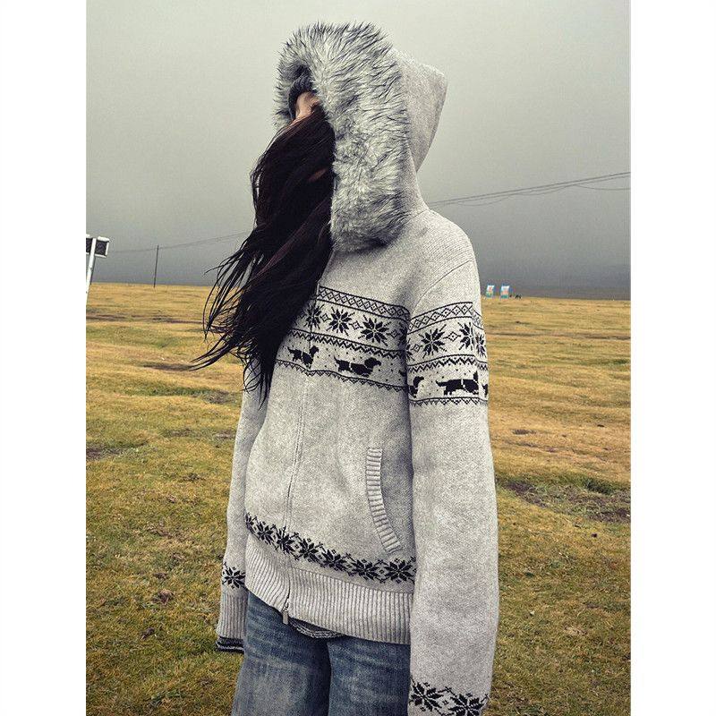 费尔岛连帽毛衣外套女韩系秋季穿搭针织衫宽松大码内搭长袖上衣,淘宝优惠券,粉丝福利购,淘宝优惠卷