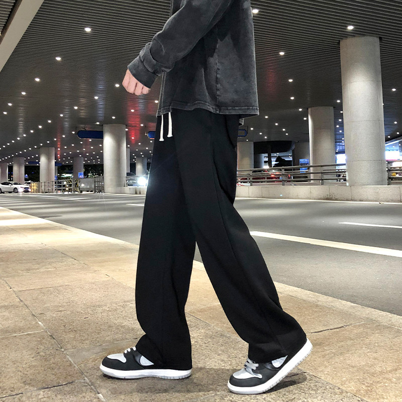 黑色直筒裤子男宽松2025春秋新款男生阔腿青少年运动卫裤加绒休闲,淘宝优惠券,粉丝福利购,淘宝优惠卷