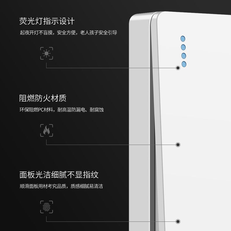 国际电工86型暗装白色开关插座面板16a空调家用一开五孔带usb双控 - 图1