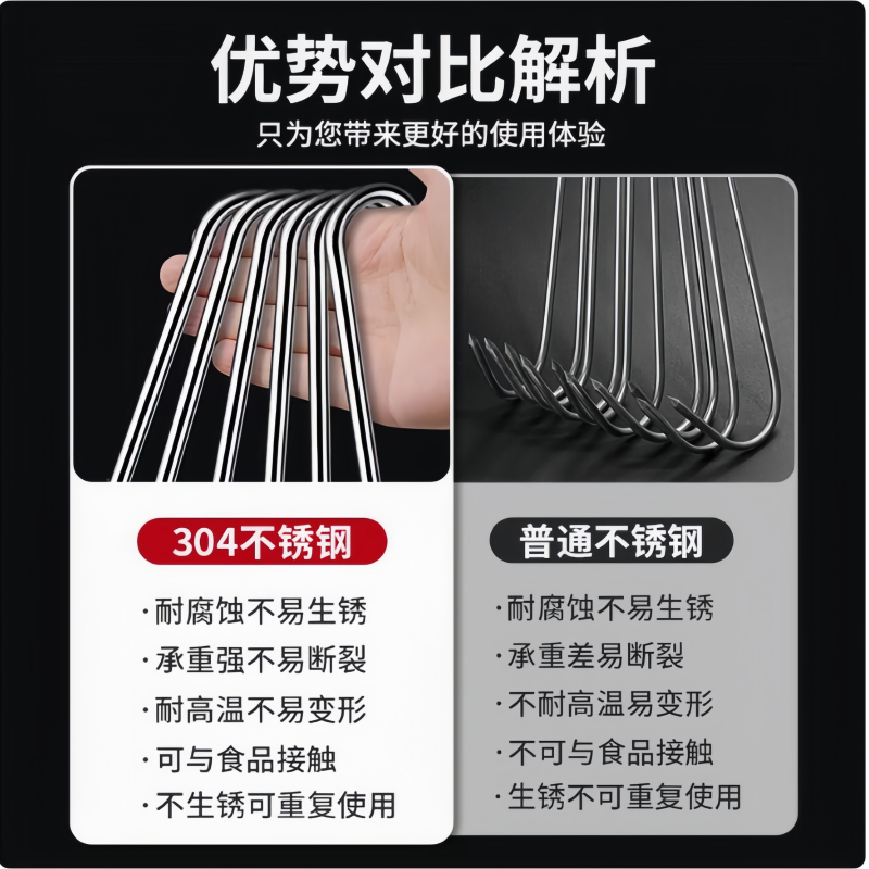 腊肉挂钩不锈钢S型晒腊鱼挂烤鸭香肠猪肉加粗304挂肉钩子实心承重,淘宝优惠券,粉丝福利购,淘宝优惠卷