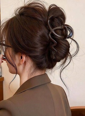 组合抓夹复古色蝴蝶结飘带高级感夹盘发夹波浪发抓女后脑勺鲨鱼夹
