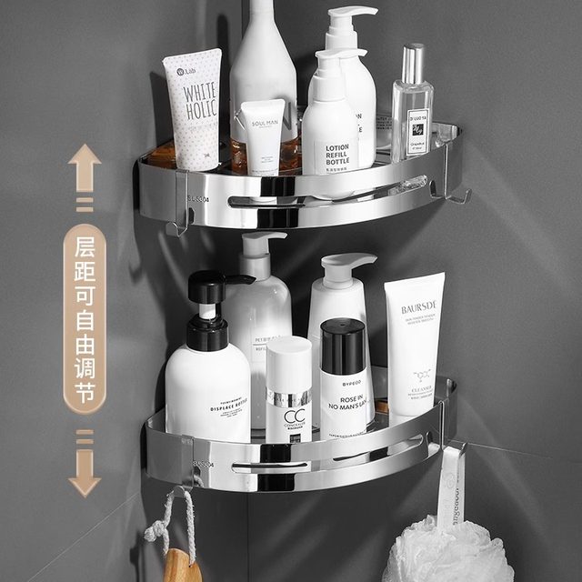 304 stainless steel bathroom storage rack without punching toilet toilet detachable wall-mounted triangle basket corner storage