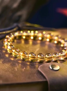 爆款仿巴西黄水晶多圈手链招财转运三圈手串净体黄色水晶包邮