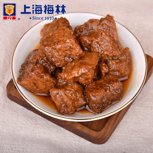 上海梅林蜜汁烤麸罐头198g罐装即食凉菜下饭菜家用常温四鲜 - 图1