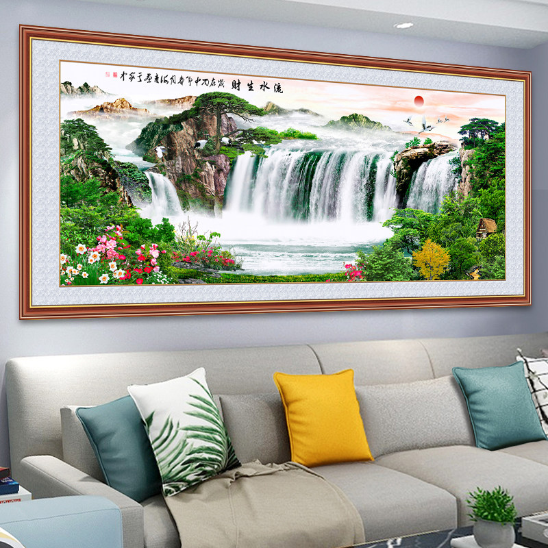 客厅装饰画沙发背景墙贴壁画现代简约大气自粘山水画花开富贵墙面,淘宝优惠券,粉丝福利购,淘宝优惠卷