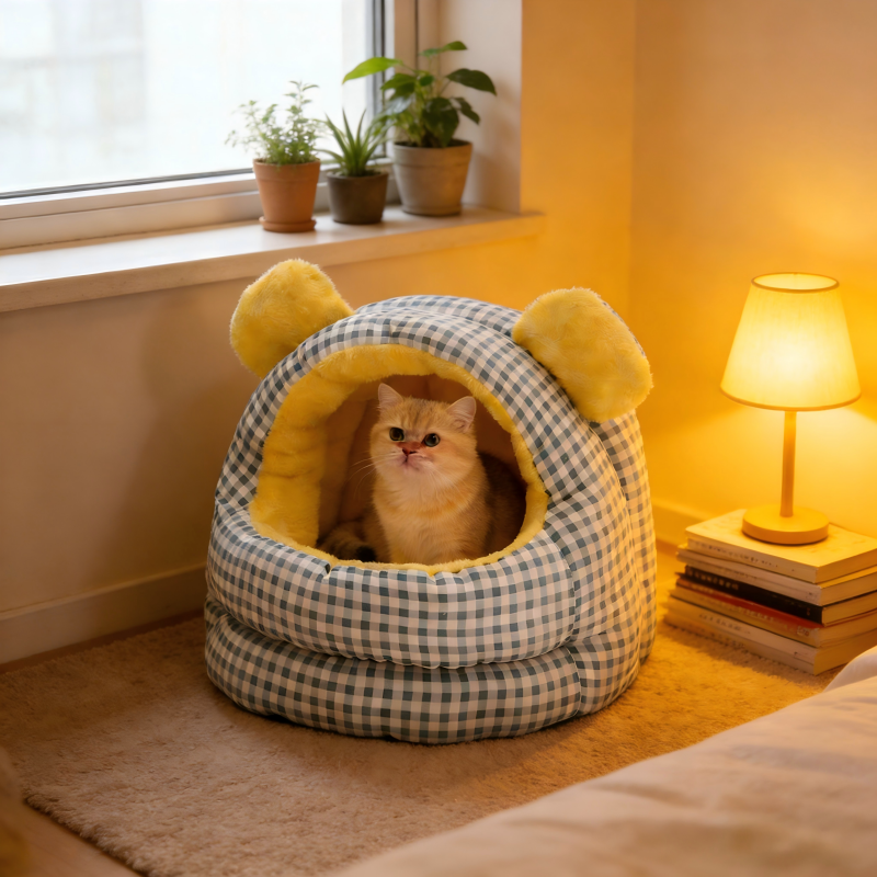 网红猫窝小型狗窝房子窝封闭式猫床猫咪踩奶加绒睡袋猫狗犬通用窝,淘宝优惠券,粉丝福利购,淘宝优惠卷