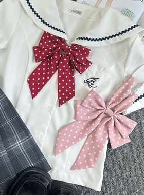 可爱波点蝴蝶学院直条长柄领结水手服蝴蝶结JK制服领花少女学生