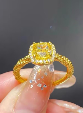 黄金色绣球花财神戒指女方糖