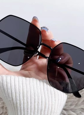 透明蓝色偏光太阳镜男士多边形金属开车墨镜韩版潮海边旅行眼镜女