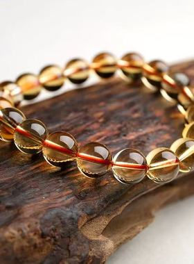 爆款仿巴西黄水晶手串貔貅手链暴力黄招财转运男女款三圈手链手串