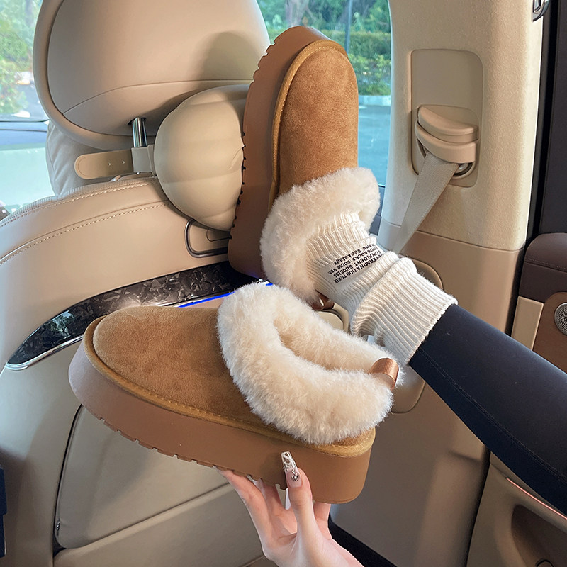 增高厚底加绒加厚雪地靴女2025新款冬季保暖一脚蹬毛毛勃肯大棉鞋,淘宝优惠券,粉丝福利购,淘宝优惠卷