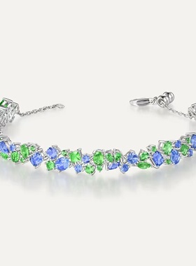 【莫奈花园】韩系绿蓝双拼闪钻手链轻奢高级精致时尚手链饰品小众