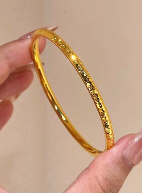 沙金仿真金单环碎碎冰手镯女轻奢