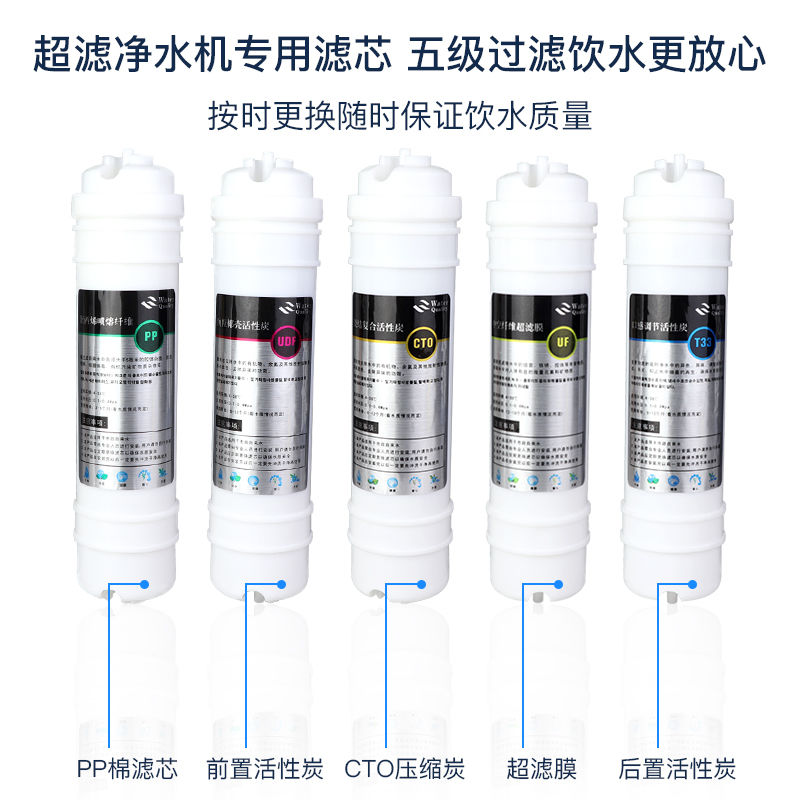 净水器滤芯通用家用五级套装韩式快接pp棉反渗透RO膜过滤器活性炭 - 图0