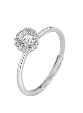 s925纯银克拉单钻戒指女圆形轻奢满钻戒时尚个性高级感精致ins风