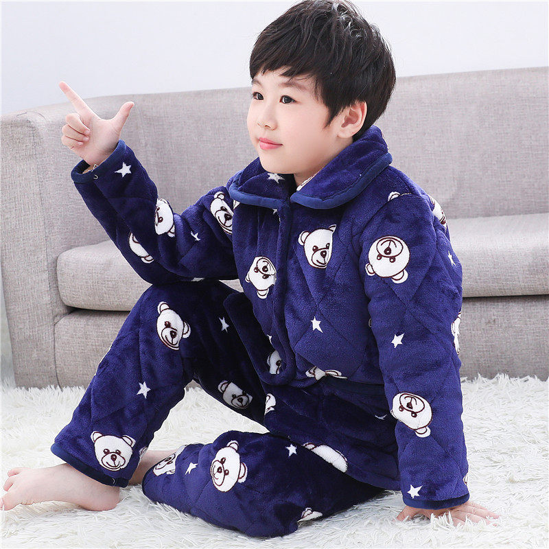 儿童睡衣秋冬季男童水晶绒三层加厚女童小孩宝宝珊瑚绒夹棉家居服,淘宝优惠券,粉丝福利购,淘宝优惠卷