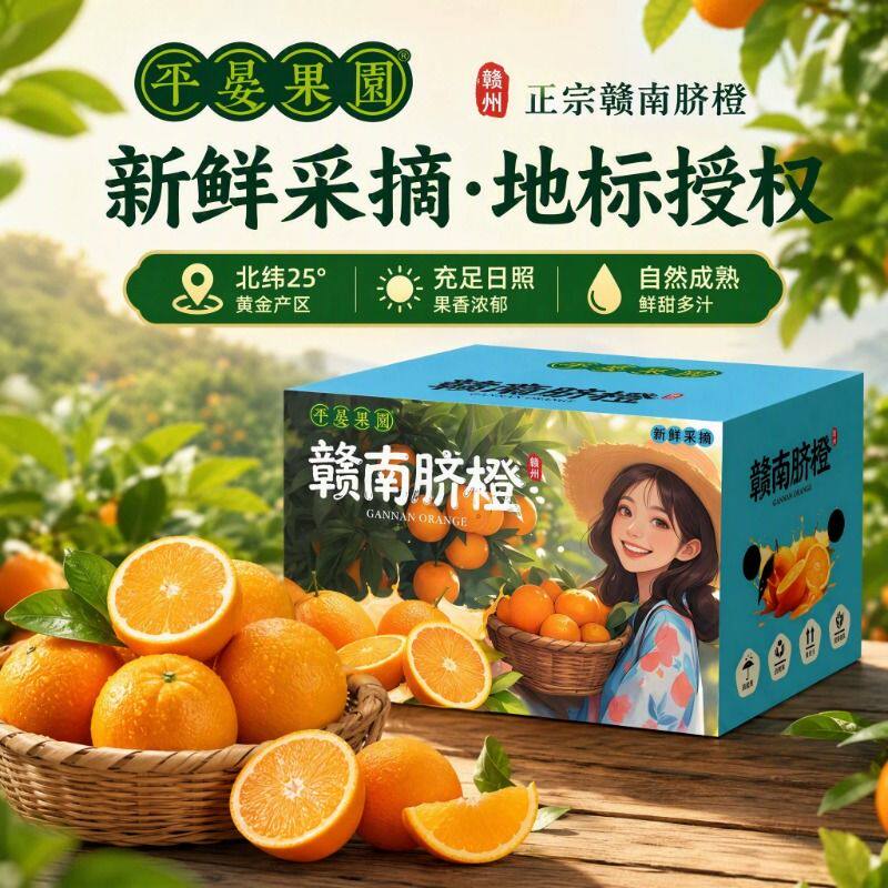 【平晏果园】正宗赣南江西赣州脐橙当季新鲜橙子甜橙应季水果彩箱 赣州实拍商品图