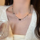 Simple pearl necklace small design temperament broken silver high-end clavicle chain women's sugar cube small diamond light luxury exquisite necklace