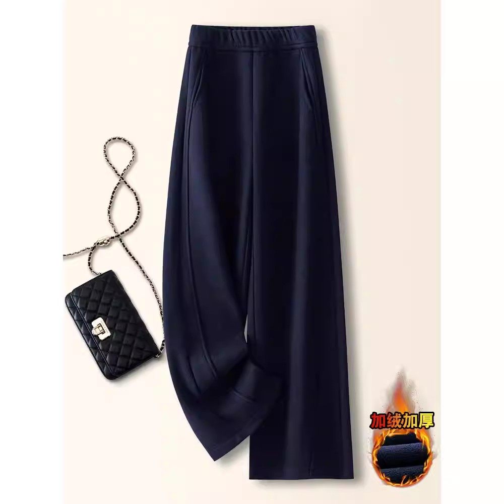 灰色直筒裤女秋冬2025新款超火加绒糯米裤九分裤毛呢阔腿裤大码,淘宝优惠券,粉丝福利购,淘宝优惠卷