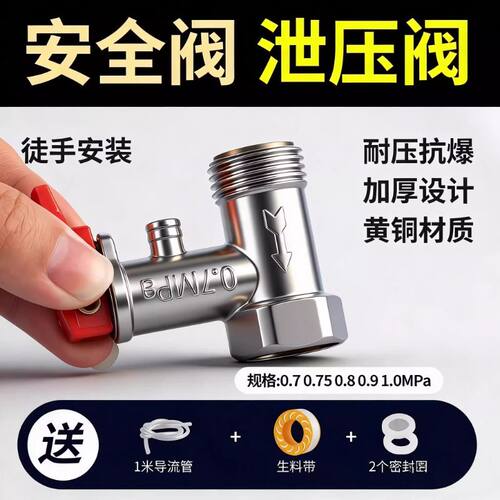 全铜加厚电热水器安全阀家用泄压阀单向止回减压阀排气阀通用配件 - 图3