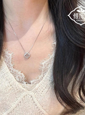 玉髓四叶草纯银项链女