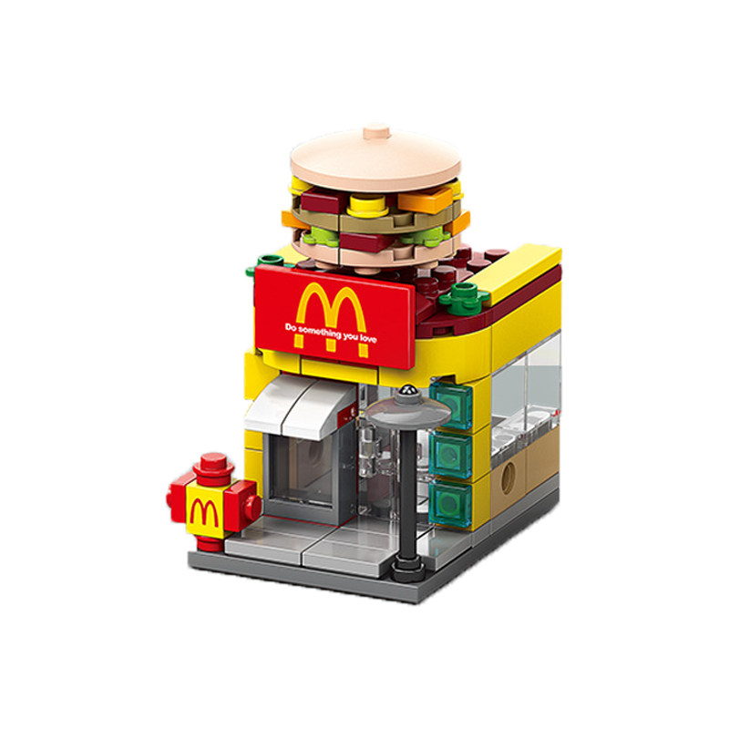 儿童小颗粒百变街景系列饮品积木模型小摆件益智玩具拼插盲盒迷你