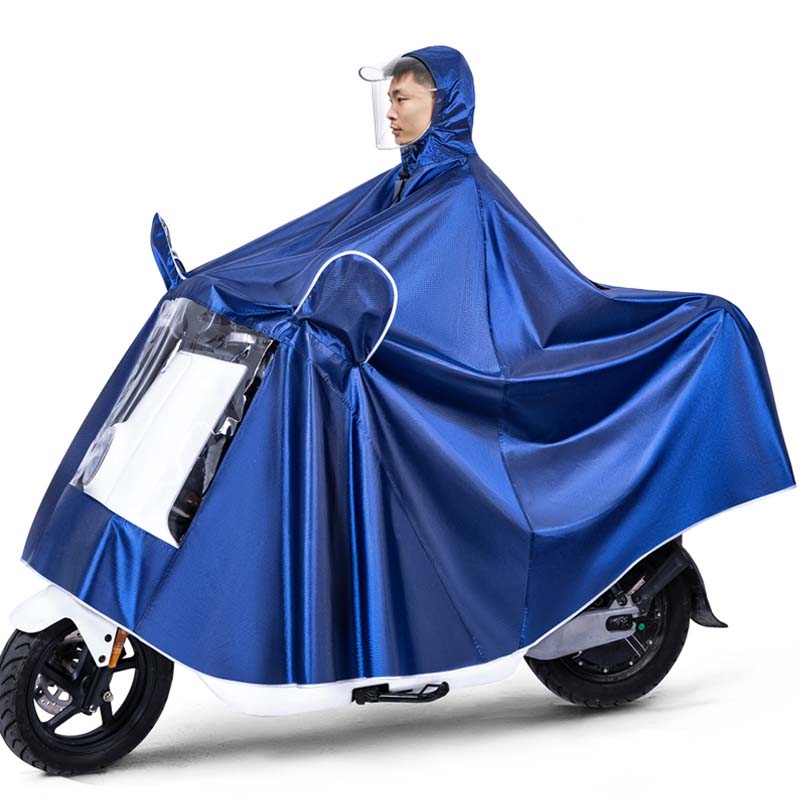 电动摩托车加大单双人雨披男女成人双帽檐骑行防暴雨加厚雨衣防水 - 图3