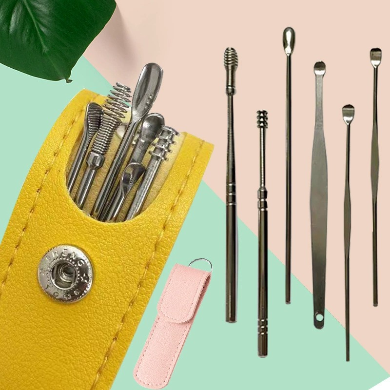 挖耳勺采耳掏耳屎工具套装掏耳神器儿童耳扒不锈钢非发光耳勺便携