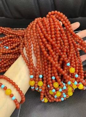 2025款红玛瑙手链搭配蜜蜡配珠女款多圈手串春夏天时尚生日礼物