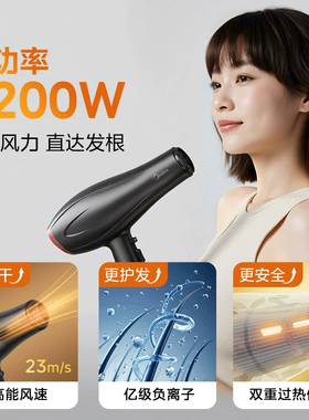 美的电吹风机理发店专用负离子护发音静大功率速干大风力家用风筒