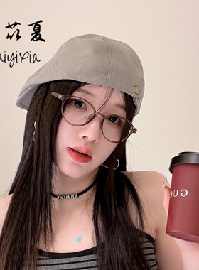 新款画家复古鸭舌前进帽文艺百搭贝雷帽帽子女脸小春夏黑色显脸小