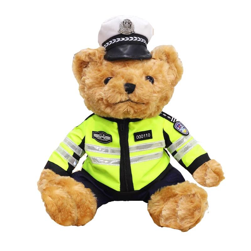警察小熊公仔交警小熊玩偶制服警官服泰迪熊毛绒玩具女生儿童礼物 - 图3