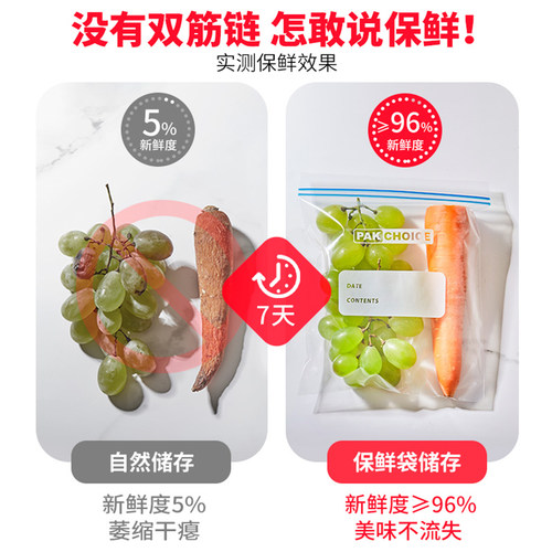 密封袋食品级保鲜袋家用自封塑封加厚冰箱收纳冷藏专用分装带封口 - 图0