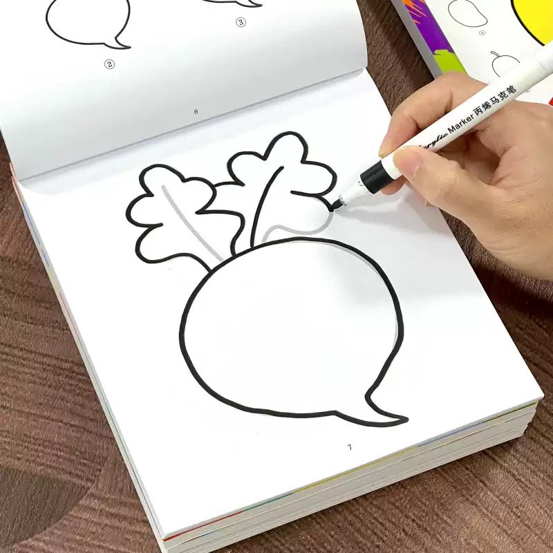 儿童分步学画宝宝涂色画本2-3-6岁幼儿园专用控笔线描临摹绘画本5 - 图0